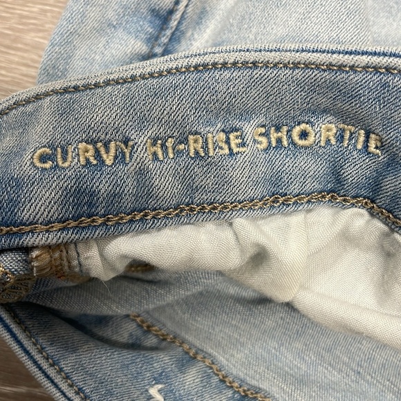 American Eagle Next Level Stretch Curvy Hi-Rise Shortie Denim Jeans Shorts 6 - Picture 12 of 15